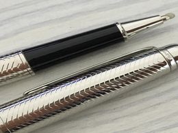 Stylo MT de luxe avec texture en métal argenté, fournitures de papeterie, stylo à bille pour cadeaux avec numéro de série 9645436