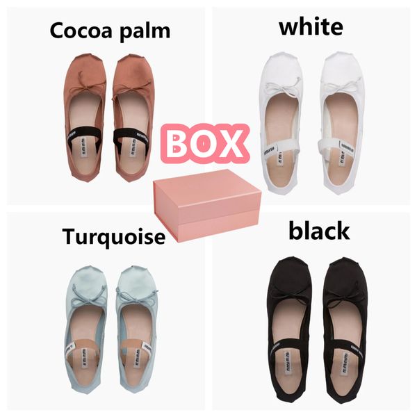 LUXURY MU Paris Ballet Fashion Designer Chaussures de danse professionnelles Ballerines en satin mm Plateforme Bowknot Bouche peu profonde Sandales plates pour femmes 35-40