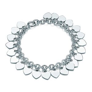Bracelets de luxe en forme de cœur multiple pour femmes, en acier inoxydable, chaîne à brins de Couple, bijoux à la main, cadeaux pour petite amie, accessoires, vente en gros