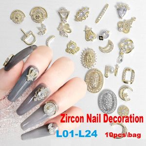 Luxe nagelonderdelen metalen decoraties brief legering sieraden stickers DIY manicure kunst L01L24 240123