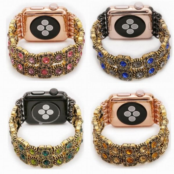 Bracelet extensible en agate naturelle de luxe pour Apple Watch Ultra 49 mm Band 8 7 41 mm 45 mm 38 mm 40 mm 42/44 mm Bijoux pour femmes Bracelet de montre en perles de gemme iWatch Series 6 SE 5 3