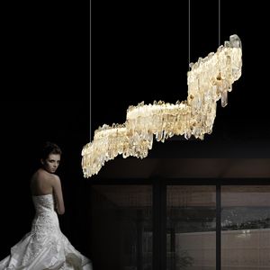 Luxe natuurlijke kristallen hanglampen Amerikaans moderne lange hanger kroonluchters lichten armatuur
