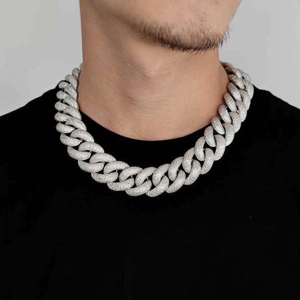 Collier de luxe Designer Chaînes à maillons cubains pour hommes en acier inoxydable plaqué or chaîne à bulles 25 mm de large 3 rangées de diamants colliers hip hop rappeur mens ras du cou bijoux cadeau