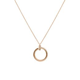 Luxe ketting designer Sieraden goud volwassen nagel kettingen voor vrouwen platina roos vol diamanten roestvrij staal lange ketting mode Engagement cadeau B3046900