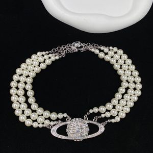 Luxe ketting ontwerper ketting loopy parel sieraden diamant voor vrouwen planetaire hanger koningin kristal strass ketting ketting sieraden