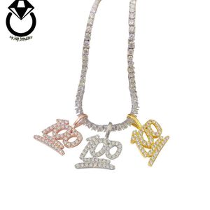 Collier de luxe glacé bling hip hop moissanite chaîne pendentif numéro collier femmes hommes bijoux pendentif personnalisé moissanite