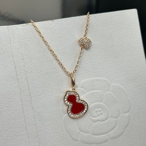 Collar de lujo para mujer collares joyería de diseño mujer calabaza en forma de oro rosa de 18 quilates ágata roja cadenas de diamantes dama niña regalo de fiesta de cumpleaños