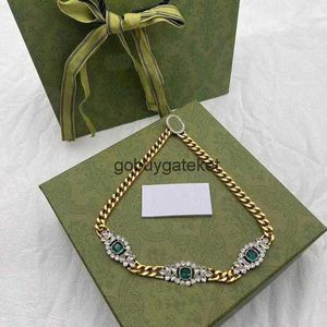 Luxe Kettingen Vintage Emerald Hoge Kwaliteit Cubaanse Choker Kristallen Ketting Collares Punk Chunky Dikke Link Chain voor Mannen Vrouwen Sieraden 6ULM