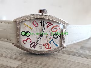 Luxe Nieuwe 33mm Crazy Uren 7851 8880 Automatische Gypsophila Diamond Dial / Case Dameshorloge Lederen Band Hoge Kwaliteit Dames Horloges M02