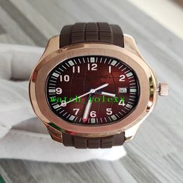 Luxury New Aquanaut 5167R-001 5167r Brown Dial Asian 2813 Automatic Mens Watch Rose Gold Case Brown Rubber Strap Gents Sport Watches P- 273X