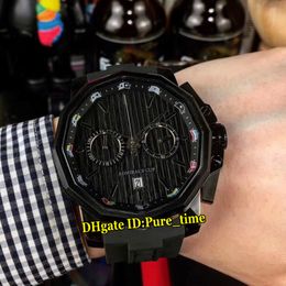 Luxury New Big Size 48mm Admiral's Cup AC-One A116 02597 Black Dial Quartz Chronograh Mens Watch PVD Black Steel Case Rubber Strap 303L