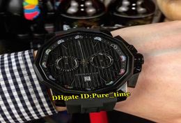 Luxury New Big Size 48mm Admiral039s Cup Acone A11602597 Black Dial Quartz Chronograh Mens Watch PVD Black Steel Case Rubber 2529739