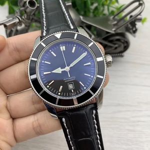 2022 Mens Horloges Zwart Blue Dial Automatische mechanische mannen Horloges roestvrijstalen zilveren armbandband