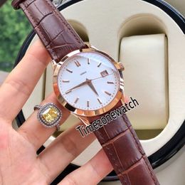 Luxe Nouveau Calatrava 5296 Boîtier en or rose 5296R-010 Cadran blanc Montre automatique pour homme Bracelet en cuir saphir Montres pour hommes Timezonewa318l