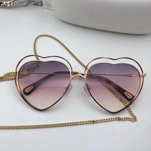 Luxury-nouveau créatrice de mode Femmes de soleil Cadre creux en forme de coeur avec des lunettes de couleur ultra-légère à couleur claire 131