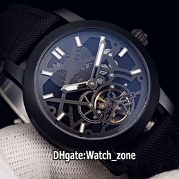 Luxe nouveau Master Extreme 40 mm PVD boîtier en acier noir Tourbillon automatique cadran squelette noir montre pour homme bracelet en nylon/cuir montres pour hommes