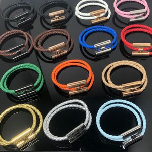 Luxe nieuw touw geweven armband merkontwerper Bracelet magnetische bokkleedarmbanden voor mannen vrouwen leren touw v goud hoogwaardig handtouw 14 kleuren verstelbaar