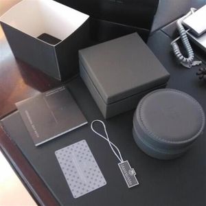 Nueva caja redonda de cuero negro de lujo para relojes tag heuer, folleto, tarjetas, etiquetas y papeles en inglés TT242v