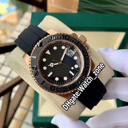 Luxury New Series m126655-0002 126655 Esfera negra Miyota 8215 Reloj automático para hombre Caja de oro rosa Bisel de cerámica Correa de caucho Watch_Zone