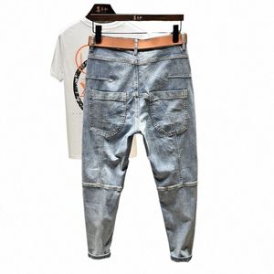 Luxe Nieuwe Slim Fit Jeans voor Mannen Casual Denim Broek met Elastische Manchetten voor Lente en Herfst Wec Cargo hip Hop Jeans Man 97M3 #