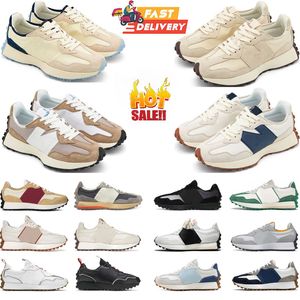 Luxury New Top Balanace N 327 Sneakers de chaussures chaussures de course Chaussures Men Sport noir blanc bleu clair Camel vert mer Salt de mer Rouge Red Milk Gris foncé Gris Femmes Trainers Jogging