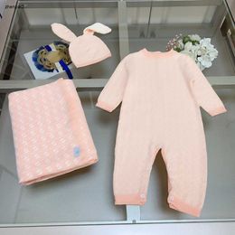 Luxe pasgeboren baby jumpsuits designer jongens meisjes bodysuit pakken Maat 59-90 Kleding Lange Oor Hoed Brief Gedrukt Deken Jan20