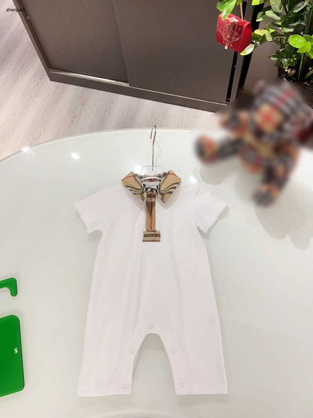 Monos de lujo para recién nacidos, Body infantil de manga corta, talla 59-100, ropa de diseñador para niños, mono de bebé con solapa a cuadros, 24 de febrero de 2020