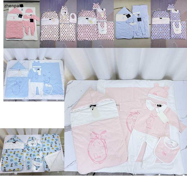 Combinaisons de luxe pour nouveau-nés, vêtements pour tout-petits, taille 52-80 CM, ensemble cinq pièces pour bébé, body, chapeau, bavoir, couverture, embrasser une couette, 24 mars