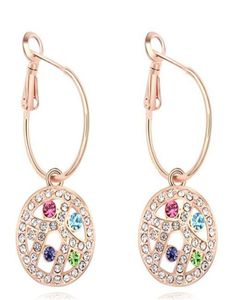 Boucles d'oreilles pendantes en cristal strass le plus noble de luxe pour femmes boucles d'oreilles plaquées or Champagne 18 carats bijoux de bal 126787467631