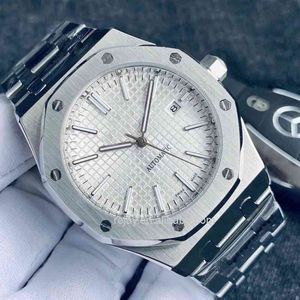 Luxe Eiken Horloge voor Man 41mm Automatisch Mechanisch uurwerk Witte Wijzerplaat Serie Heren Octagon 15400st Roestvrij Stalen Horloges