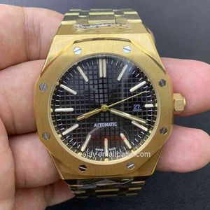 Luxury Oak Watch pour l'homme Mouvement mécanique automatique Homme en or complet étanche 15400st en acier inoxydable ES
