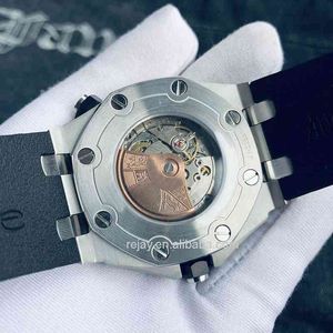 Luxe eiken horloge voor mannen automatische mechanische beweging blauwe wijzerplaat Series Heren 15710 roestvrijstalen horloges