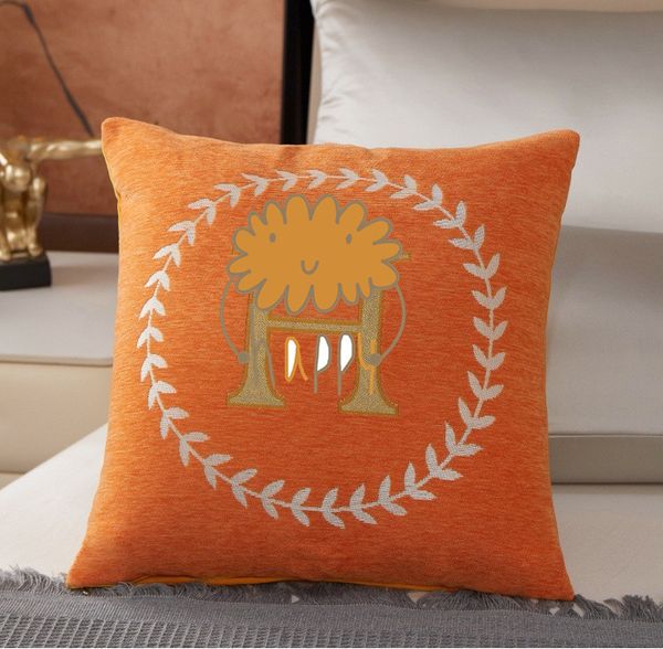 Housses de coussin de luxe série Orange, taie d'oreiller imprimée chevaux fleurs, pour la maison, chaise, canapé, décoration, taies d'oreiller carrées, taie d'oreiller 2023