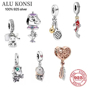 Abalorios de 100% Plata de Ley 925 originales de lujo para mujer, joyería auténtica de moda, regalo de Navidad