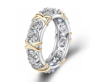 Luxe originele designer merk Engrave AAA+ Moissanite Prong Hollow Ring 18K White Gold Love Rings Women Girl Men Boys Bruiloft verloving Sieraden