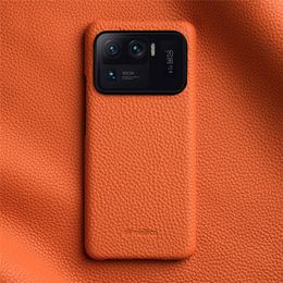 Luxe originele Melkco Echt lederen kisten voor Xiaomi Mi 11 Ultra 11 Pro 11 Non-Slip Business Back Cover