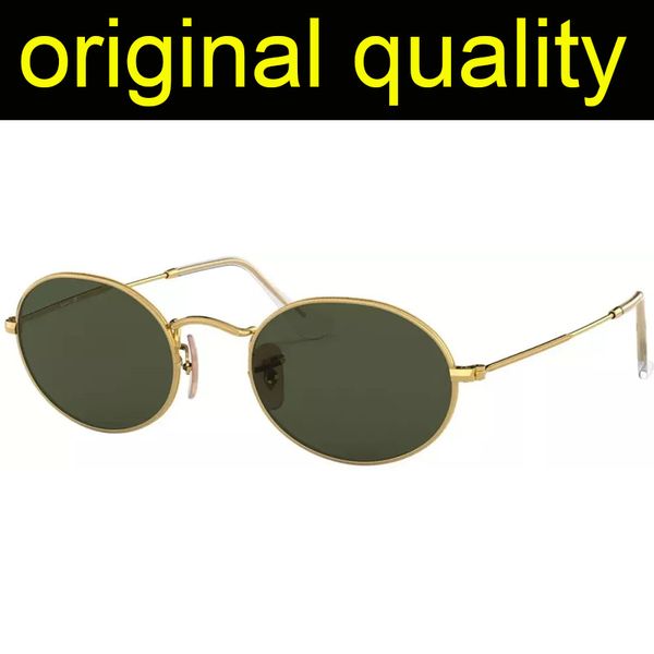 Lunettes de soleil ovales de luxe pour hommes et femmes, verres de soleil pour hommes et femmes, lentilles en verre véritable avec protection UV400 et étui en cuir