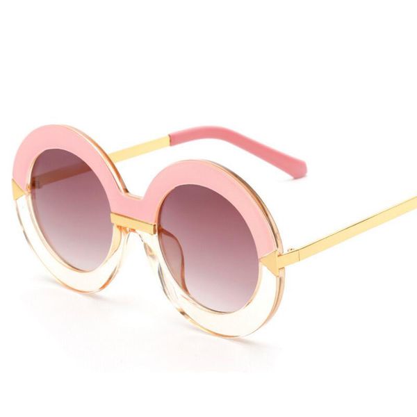 Lunettes de soleil rondes de luxe surdimensionnées femmes rose dégradé cercle lunettes de soleil femme demi Transparent dégradé Oculos livraison gratuite
