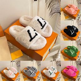 Paires de luxe Marque Femmes Designer Furry Pantoufles Diapositives de fourrure de luxe Confort Mule Chaussures moelleuses Slip On Cloud Blanc Noir Rose Vert Fuzzy Sliders Plate-forme OG Slipper