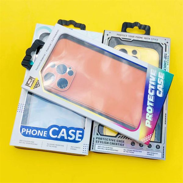 Fabricante de cajas de papel de lujo, venta al por mayor, caja colgante, paquete, carcasa protectora, funda para teléfono móvil, embalaje para iPhone 15 wj03