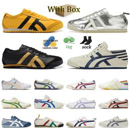 Luxe perkament mannen vrouwen met doos lifestyle hardloopschoenen geel canvas chaussure beige tijger Mexico 66 Japanse Onitsukass Sports Green beroemde lederen sneakers