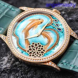 Luxury Patek Watches for Men Rare Craft Series 5077 / 100R-011 Cadran en émail filaire 18K Rose Gold Diamond Diamant 38 mm