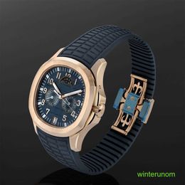 Montres de luxe Pateksphilipes Aquanauts 5261R-001 montre-bracelet pour homme montre automatique mécanique 39MM or Rose caoutchouc bleu