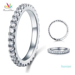 Luxe-Peacock Star Eternity Solid 925 Sterling Silver Wedding Band Stapelring Sieraden Cfr8045 Y19051002203B