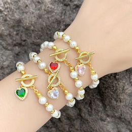 Luxe Pearl Bangles armband voor vrouwen Designer Gold Top Zirkon Love Ot Buckle Bracelet Woman Fashion Sieraden Accessoires