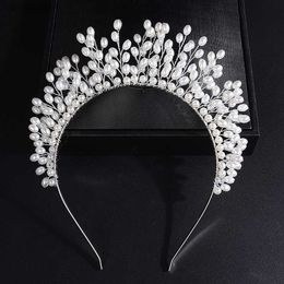 Lujo perla nupcial corona boda accesorios para el cabello dama de honor joyería para el cabello tiaras para mujeres tocado elegante boda tocado L230704