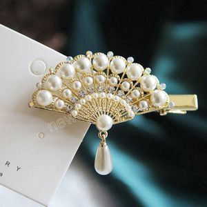 Luxe parel Chinese fan haarspeld mode schattig haar clips vrouwen elegante tassel haaraccessoires