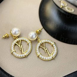 Luxury Pearl Ored Stads Designer Oreing Bringle Boucles Gold Boucles d'oreilles Boulots Femmes Bijoux Médies Elegant Ornaments Accessoires de fête de mariage