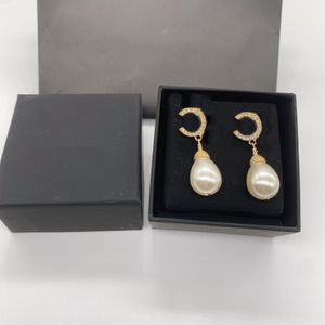 Boucles d'oreilles en perles de luxe, cadeau d'amour de styliste, bijoux à la mode, plaqué or 18 carats