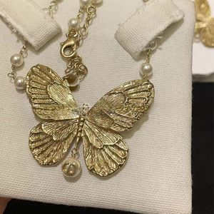 Collier de frange perle de luxe Colliers pendentifs de papillon